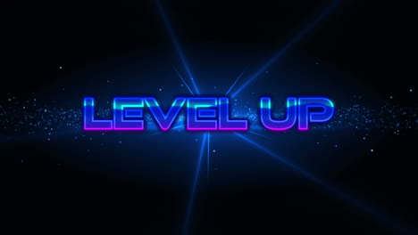 animation of level up text over blue light and wave