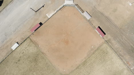 birds eye view descending over the abandoned baseball field of eureka city utah america