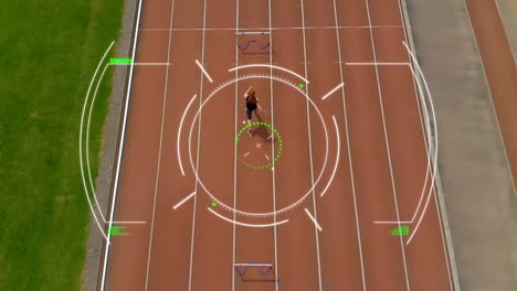 animation of data processing recording with female athlete running