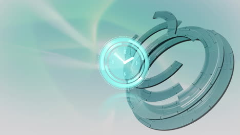 animación del reloj moviéndose sobre círculos en movimiento grises