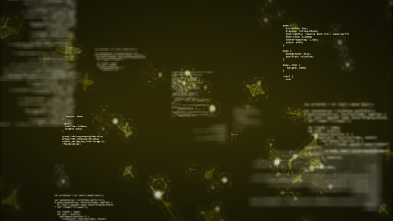 Animation of digital data processing over black background