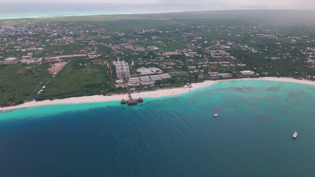 Aerial View Of Blue Sea, Beach And Hotel Riu Jambo In Zanzibar, Tanzania.