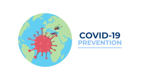 partícula de covid-19 en el planeta mundial y letras