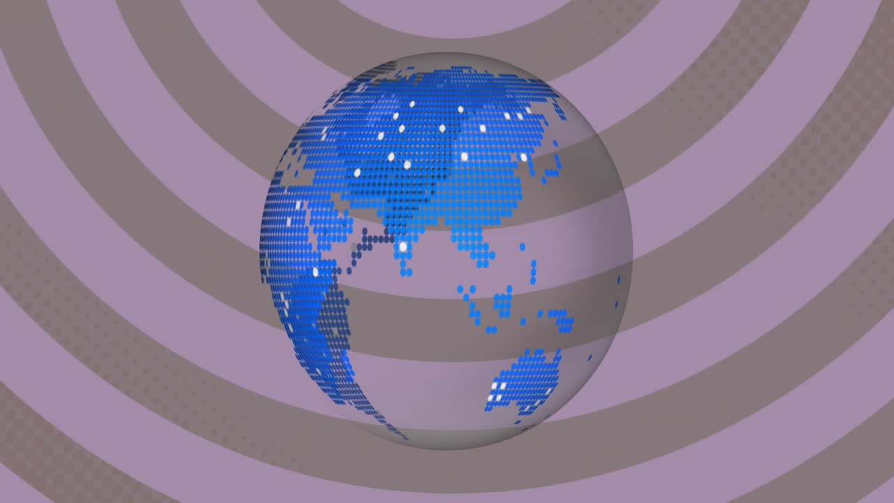 보라색 바탕에 줄무를 가진 지구상의 애니메이션
