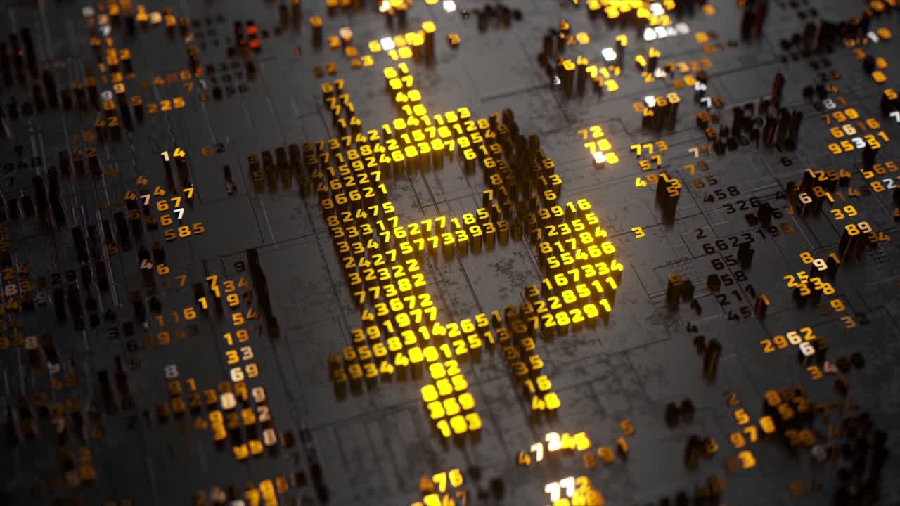 símbolo de criptomoneda abstracto en la placa de circuitos