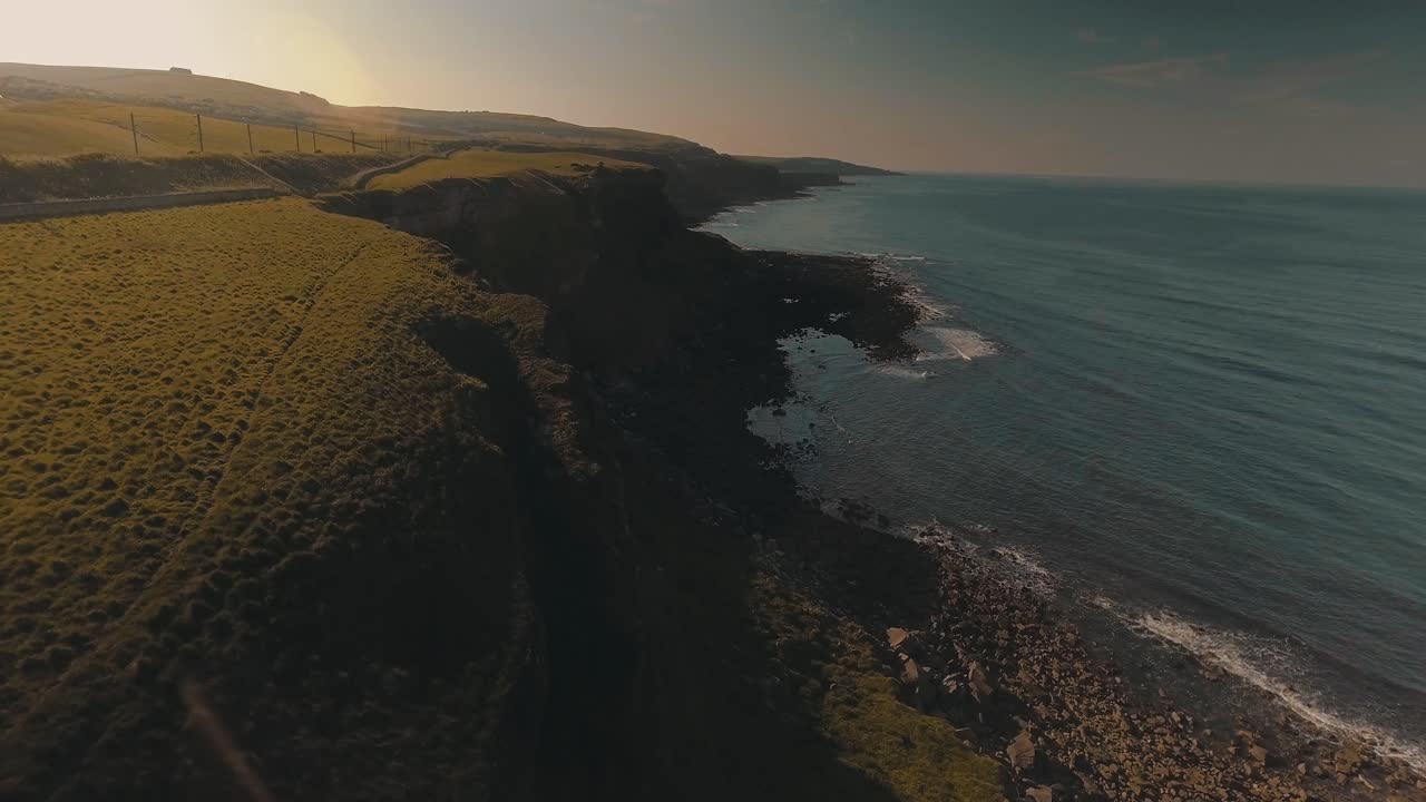Aerial View By The Coast Near Berwick Upon Tweed, Northumberland On A Sunny Day - aerial drone shot