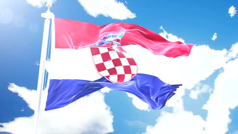 realistic flag of croatia waving against time-lapse clouds background. seamless loop in 4k resolution with detailed fabric texture.