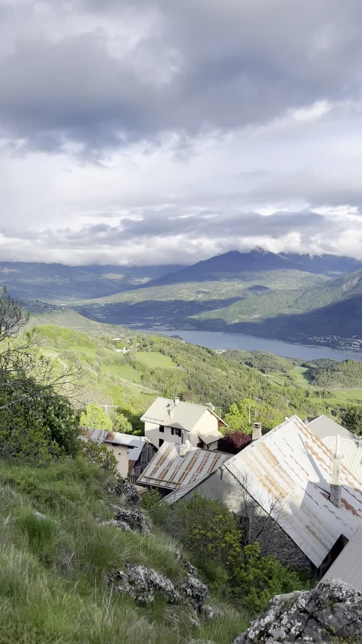 Lake Serre-Ponçon in France, vertical shot