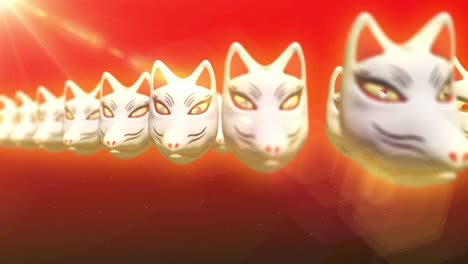 japanese traditional style fox face mask loop animation