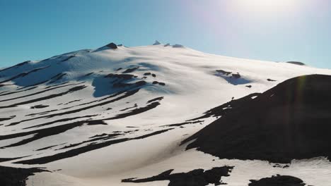 beautiful wide areal shot of snowy peak of snaefellsjokull glacier in iceland during summer