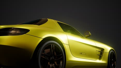 luxury sport car in dark studio with bright lights