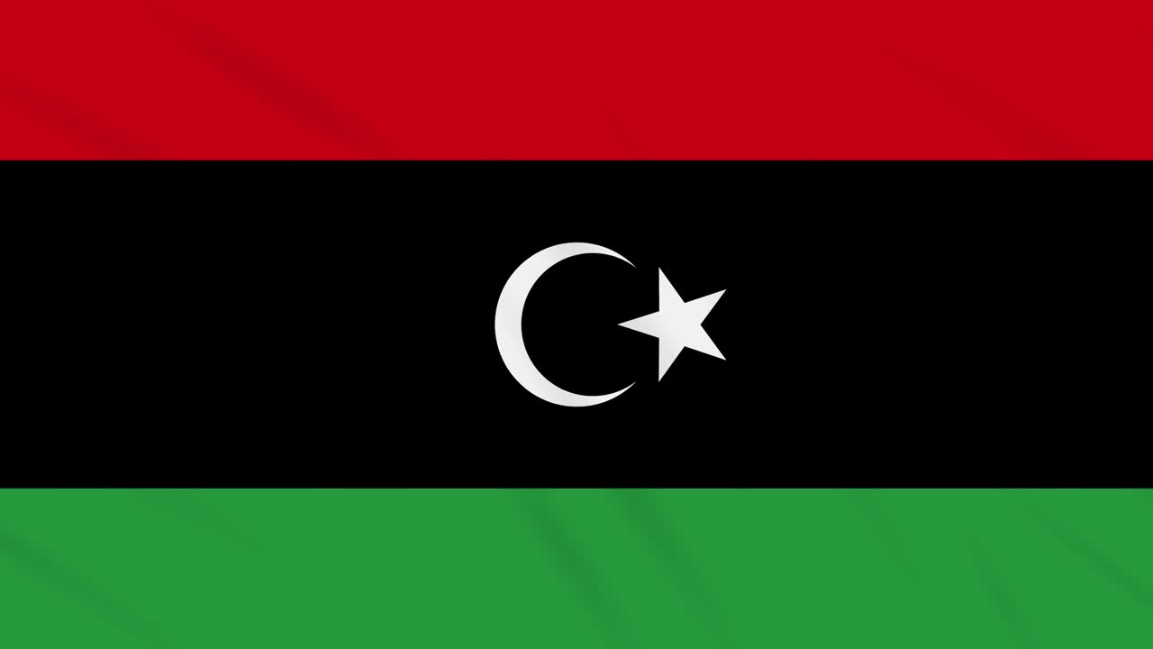 Libya flag waving cloth background, loop
