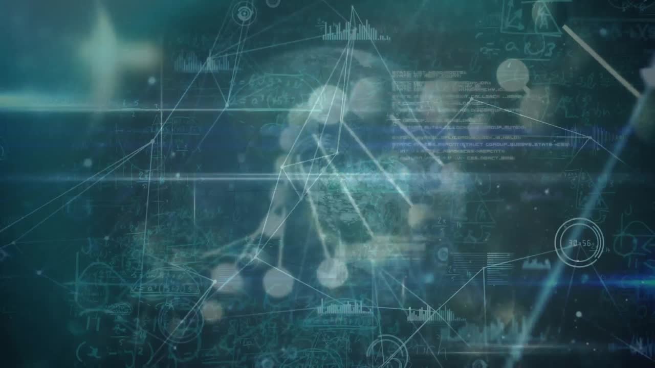 Animation of data processing and dna strand spinning