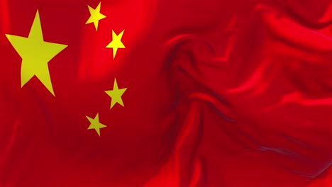 15. bandera china ondeando en el viento animación en cámara lenta. bandera de textura de tela realista de 4k soplando suavemente en un día de viento fondo de bucle continuo sin costuras.