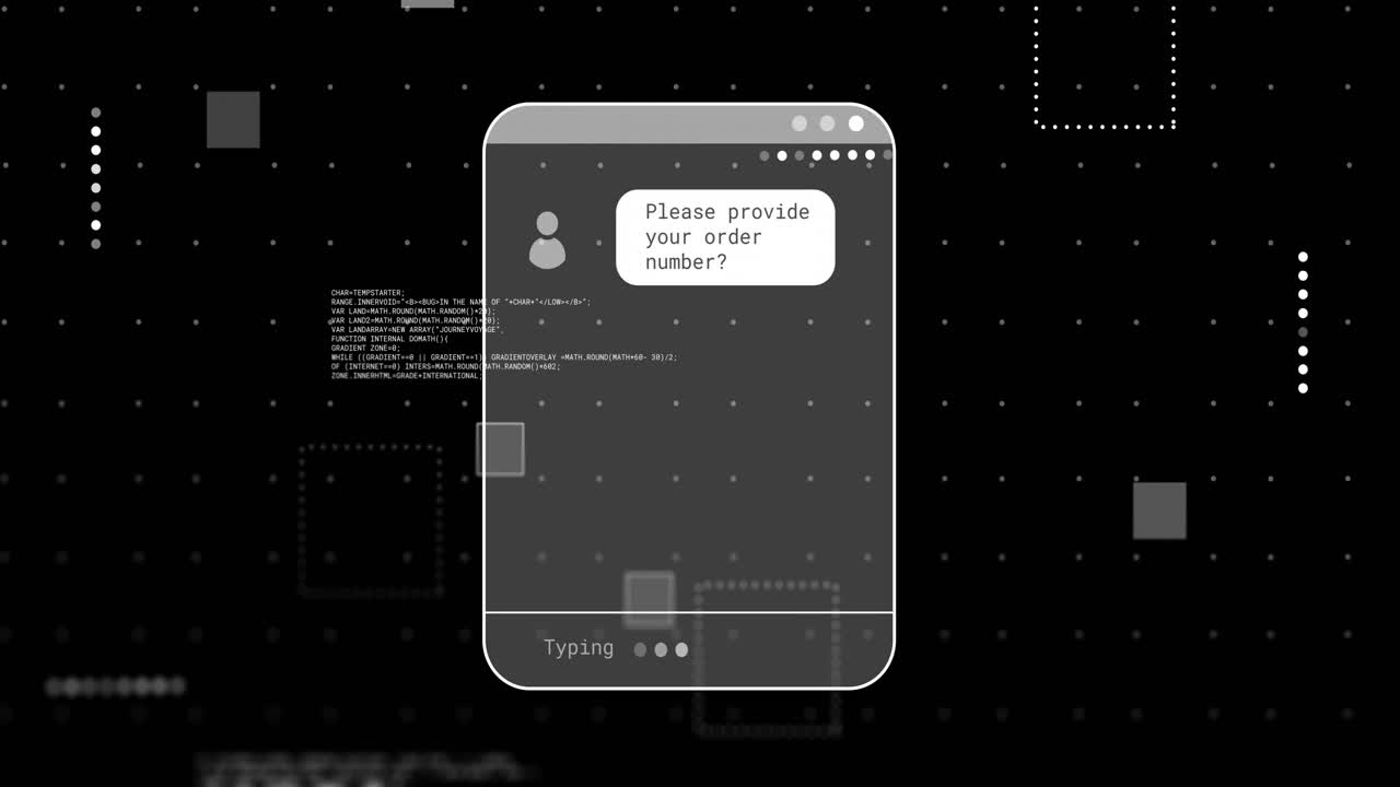 검은색 배경에서 데이터 처리를 가진 화면의 애니메이션