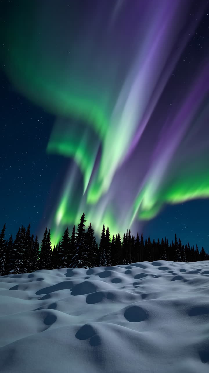 aurora boreal sobre un paisaje nevado