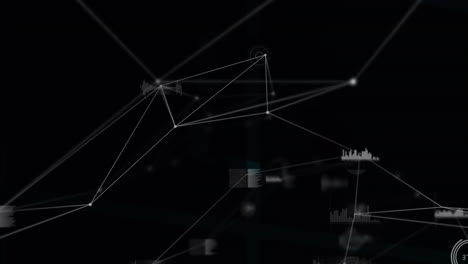 animation of network of connections with icons over black space