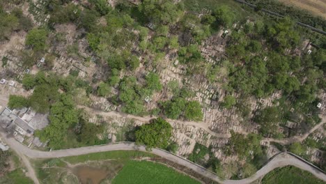 aerial view of muslim graveyard, muslim cemeteries and graves in pakistan