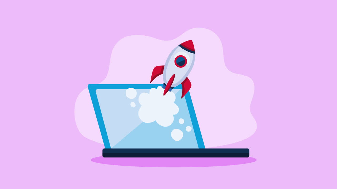 Laptop with Rocket Launch