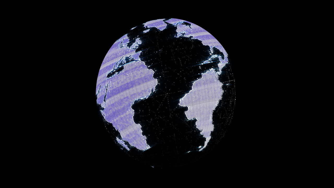 검은 바탕에 있는 지구 위의 간섭의 애니메이션