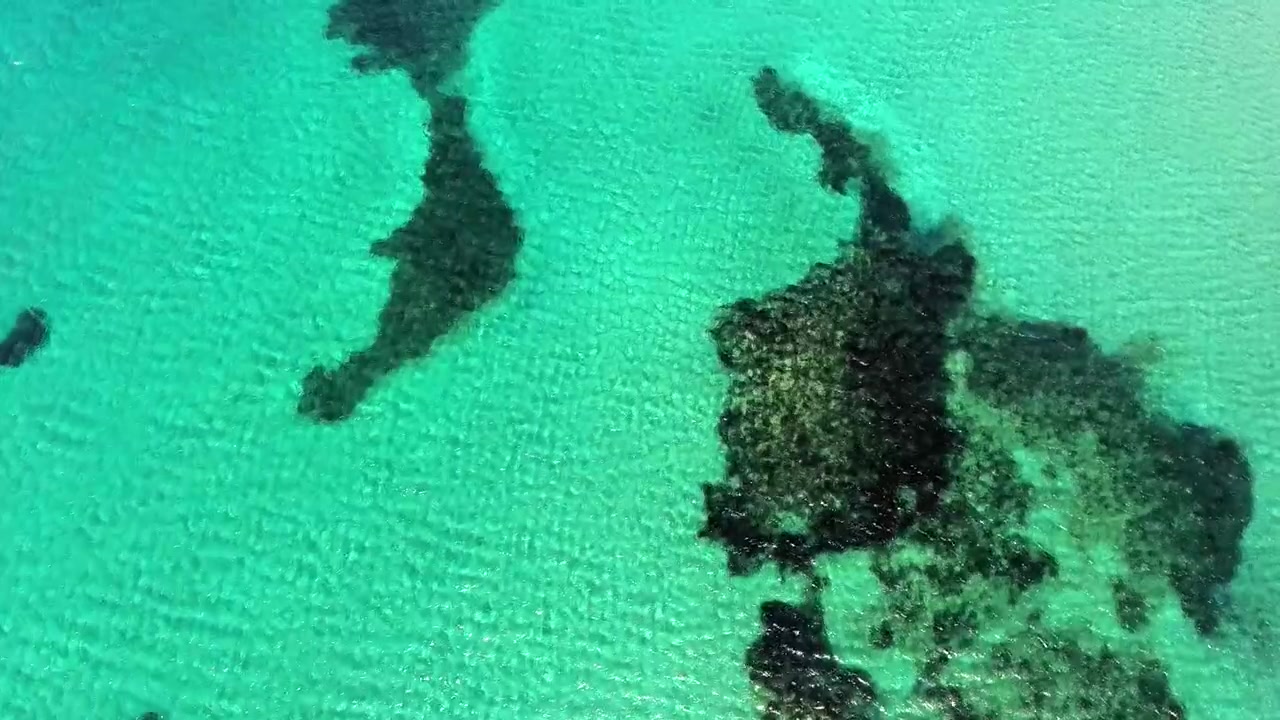 Vista aerea di acqua turchese cristallina e barriera corallina