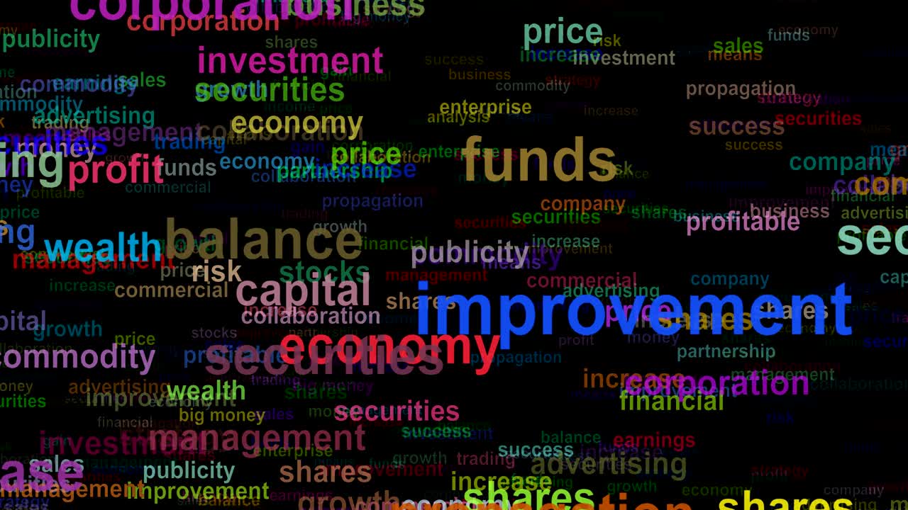 palabras de concepto de negocio que se mueven hacia abajo, bucle sin fisuras