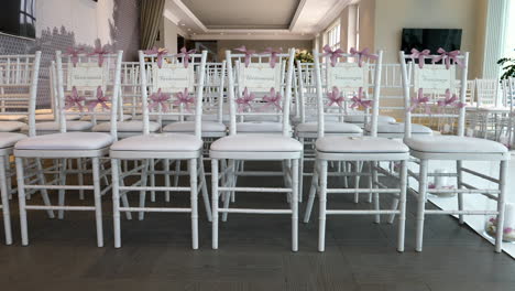 prepared chairs for wedding guests at the wedding