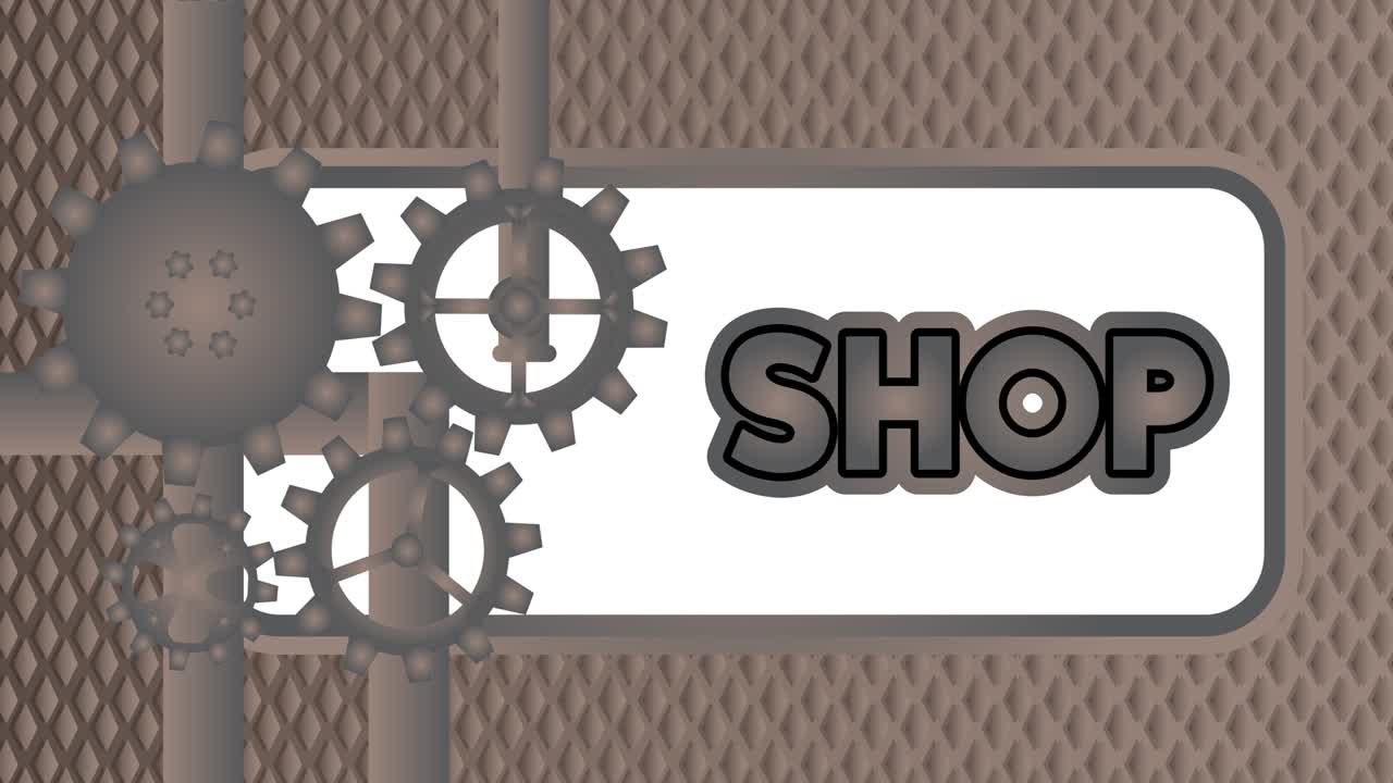 회전 기어, 상점 텍스트와 함께 비즈니스 메커니즘 개념