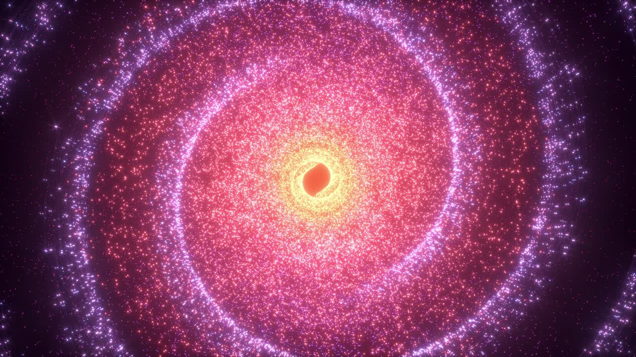 partículas brillantes y la galaxia de la vía láctea, chispas explosivas, renderización en 3d.