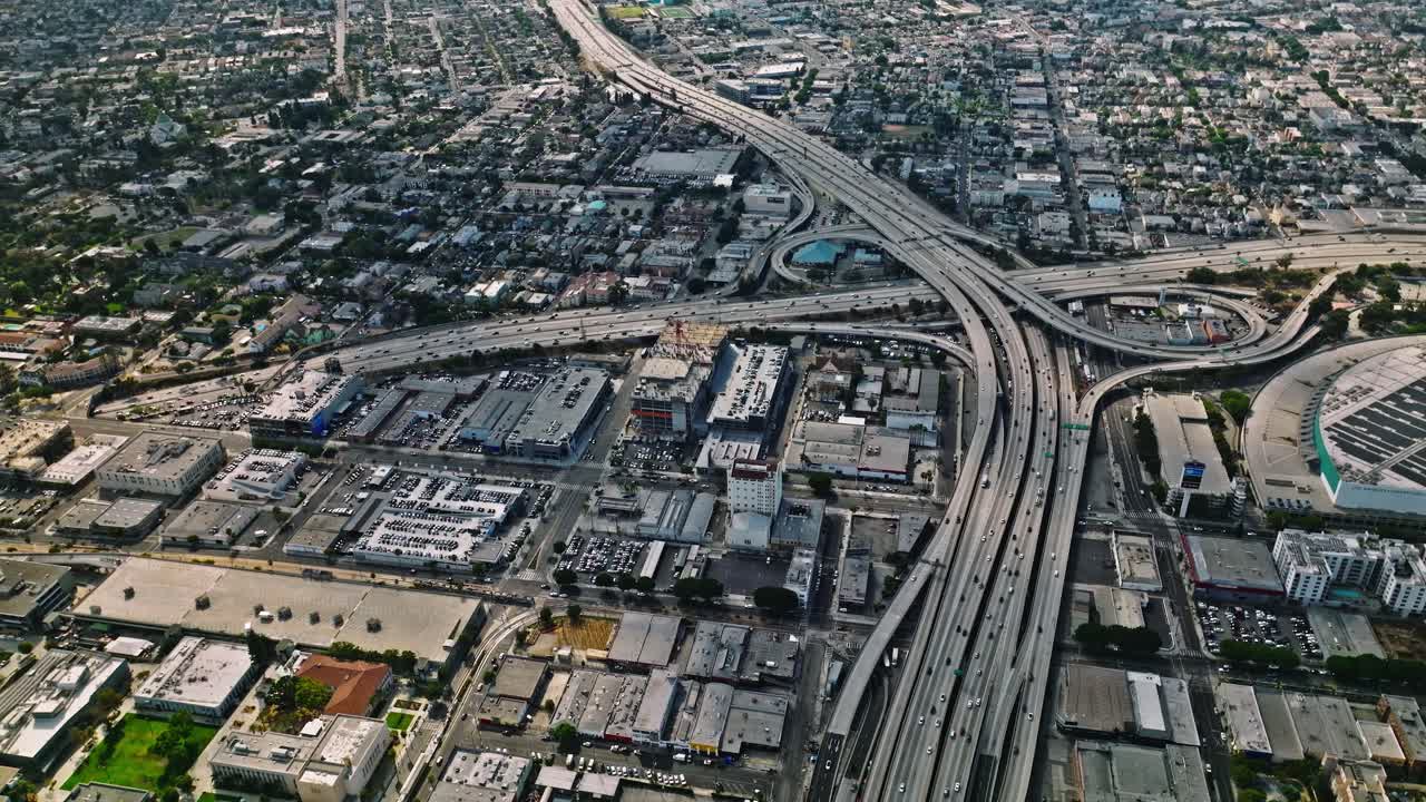 Road traffic on freeway in urban Los Angeles, California