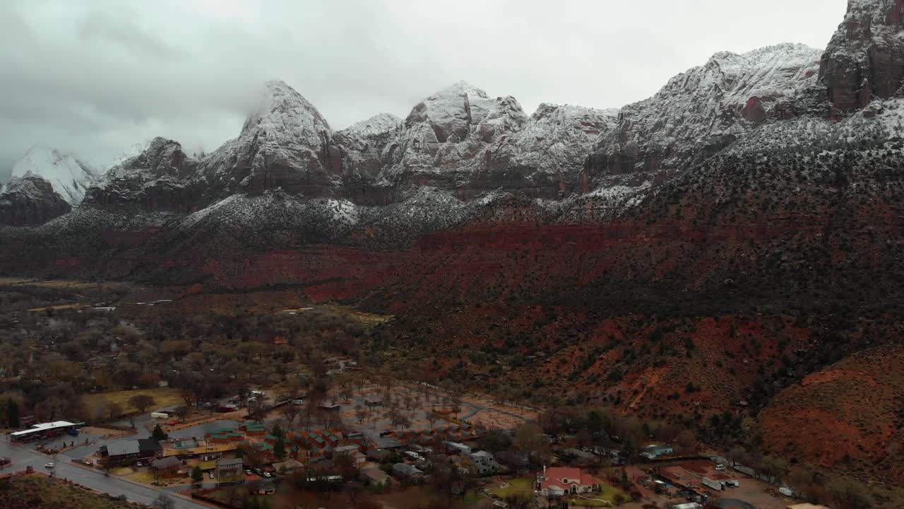 Snow Covered Mountains in Zion National Park
