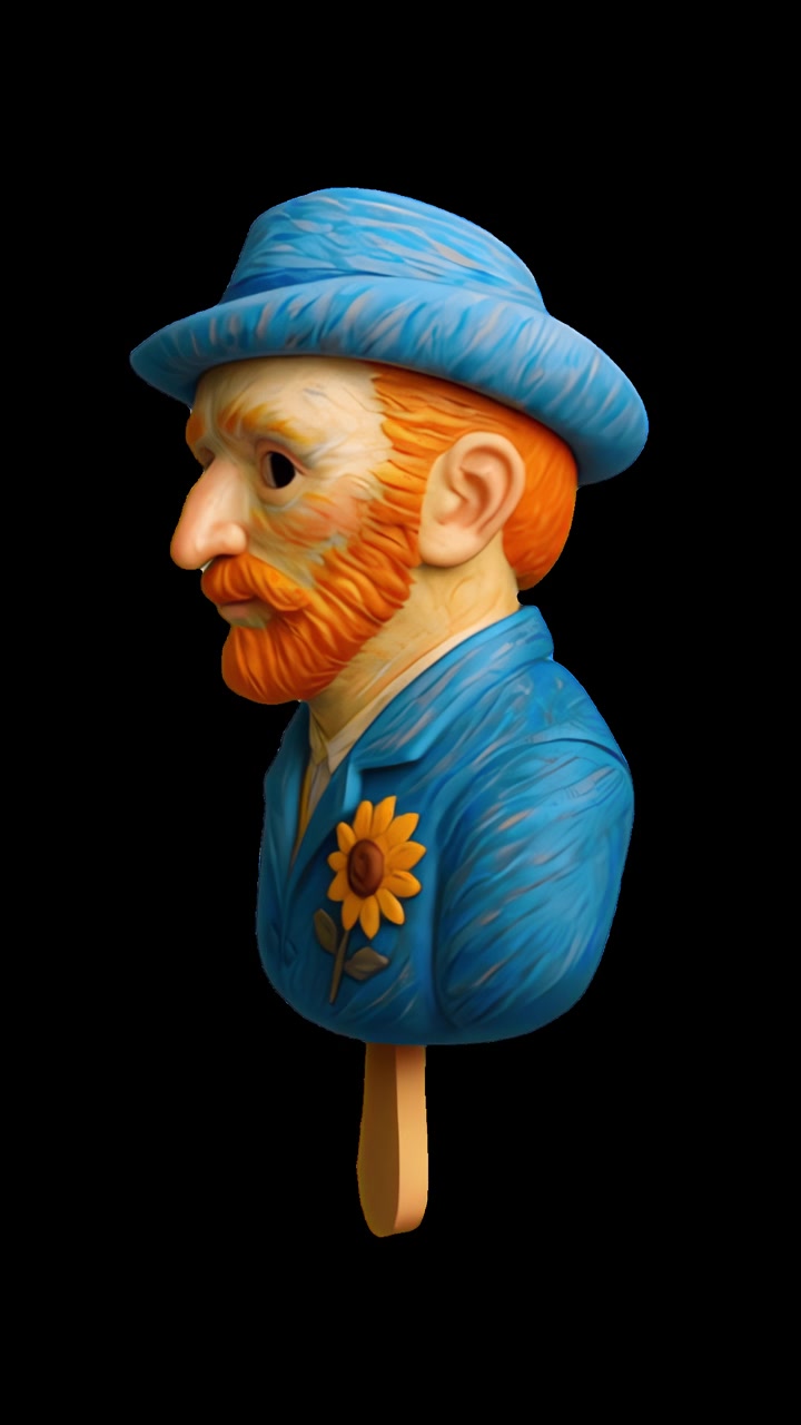 Vincent van Gogh Şeklinde 3D Render Edilmiş Buzlu Şeker