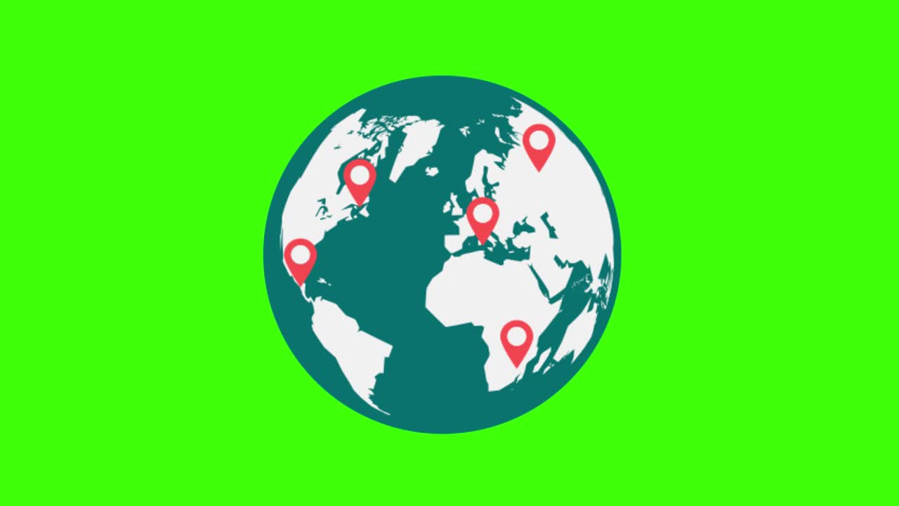 Icon of a globe with map points, real estate worldwide
