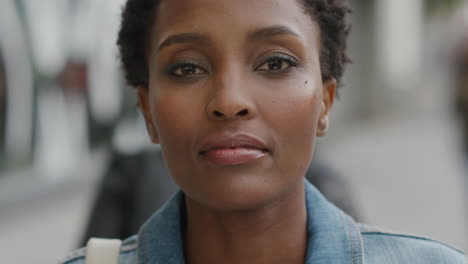 portrait sad african american woman alone in city