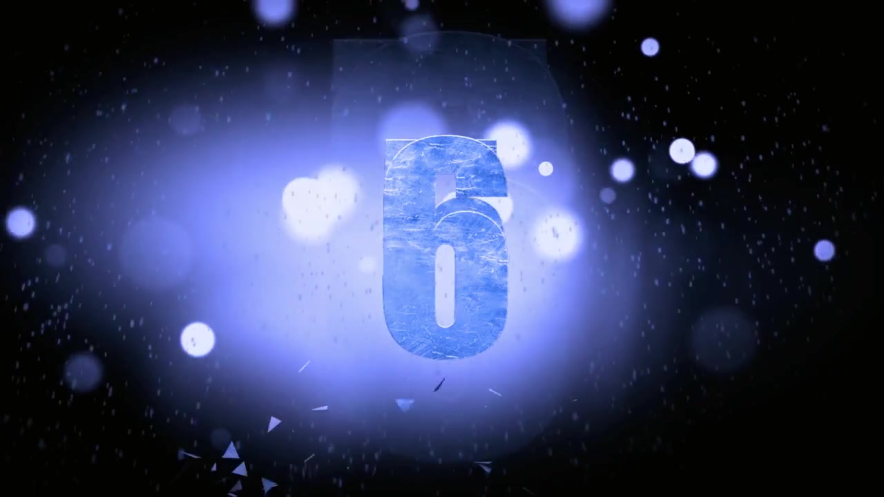 Animated Countdown Timer with Shattering Ice Numbers