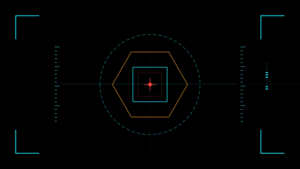 Digital HUD Interface with Hexagonal Targeting Reticle