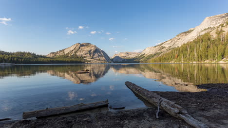 tenaya lake - glacial lake in yosemite national park at sunset in california, usa