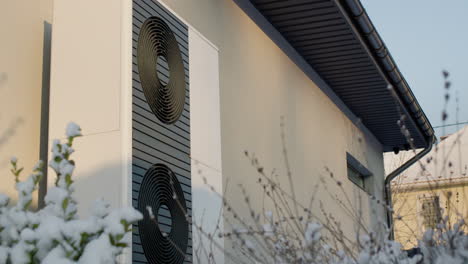 solar thermal system on a modern house in winter