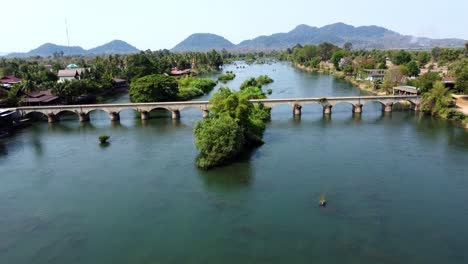 a remnant of the french colonialists, the french railway bridge which connects don det and don khone in the soth of laos