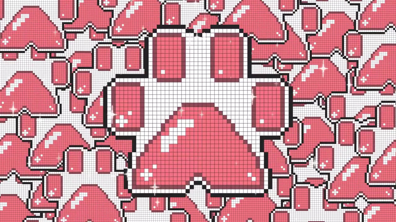 Pixel Art Background with Pink Character