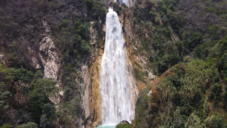 beautiful el chiflon waterfall, chiapas mexico, 4k aerial view