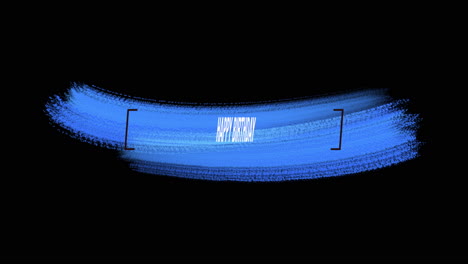 mensaje de cumpleaños feliz en trazo de pincel azul sobre fondo negro