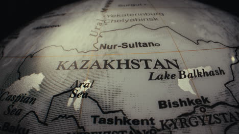 close-up of a world globe, focusing on kazakhstan