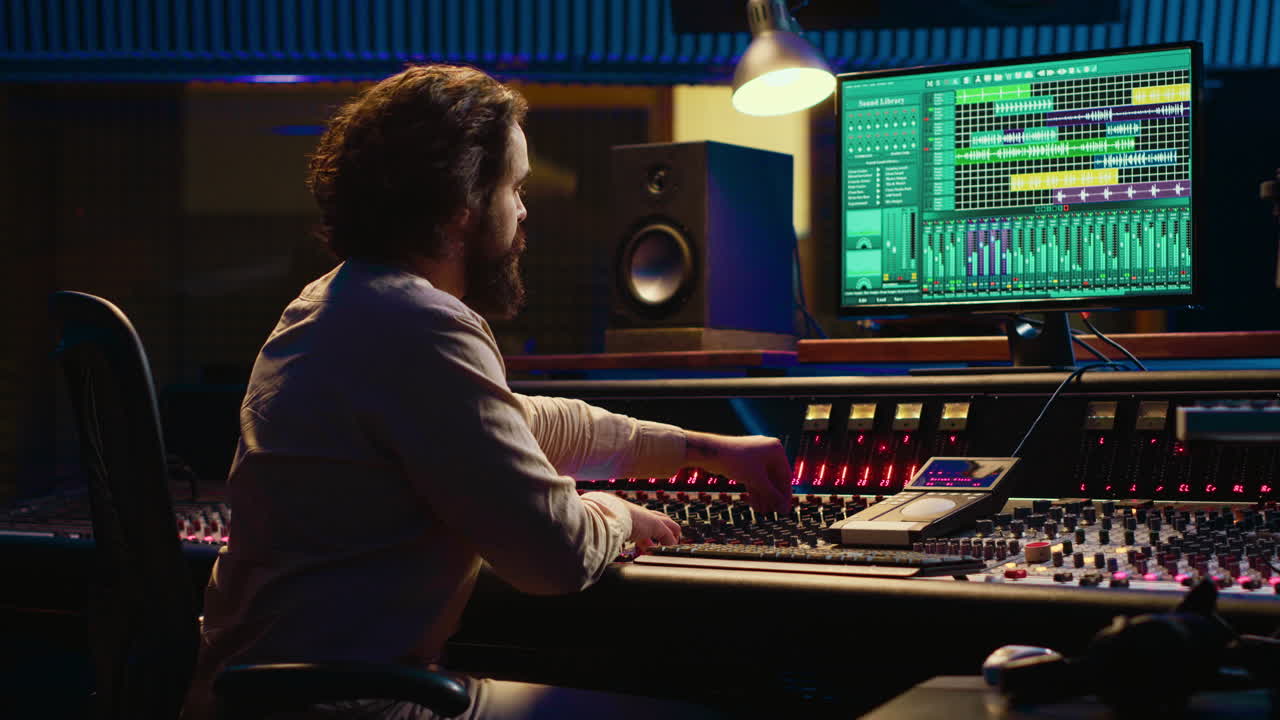 오디오 기술자 는 녹음 후 균형 잡힌 소리 를 만들기 위해 개별 곡 을 스 한다