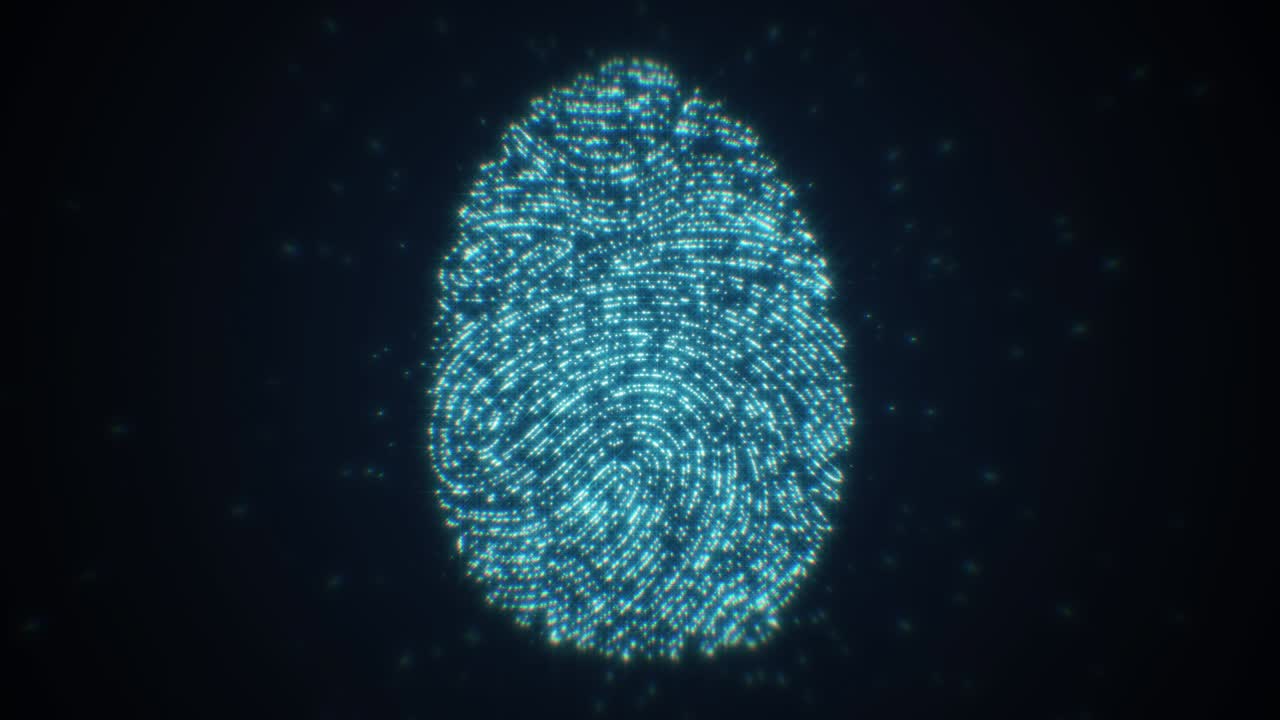 azul abstracto científico molécula de partículas de identificación de huellas dactilares bucle de fondo