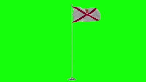 jersey 3d illustration of the waving flag on a pole with chroma key