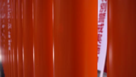 close up of typical japanese red torii gates