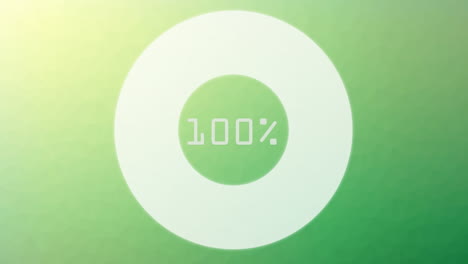 animación del procesamiento de estadísticas del gráfico de pastel con porcentaje en fondo verde