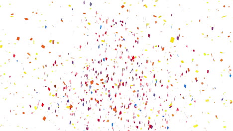 animazione di confetti multicolori che cadono su uno sfondo bianco