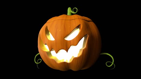 el bucle de la manija de la animación de la calabaza de halloween con renderización 3d incluye alfa.